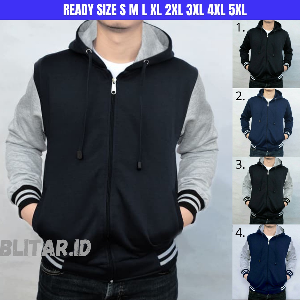 Hoodie Zipper Jaket Hodie Jacket Wanita Pria Laki Laki Cowok Cewek Perempuan Dewasa Model Varsity Ba