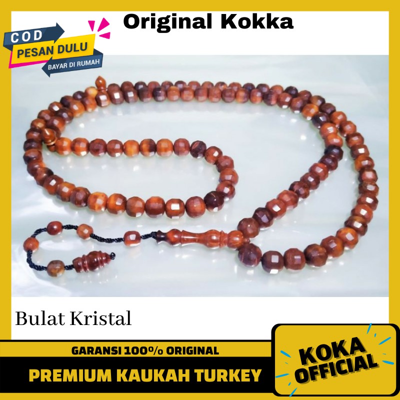 Tasbih Kayu Kaukah Original 99 Butir Motif Bulat Kristal Tasbeh Koka kauka Kaokah By Kokka Official