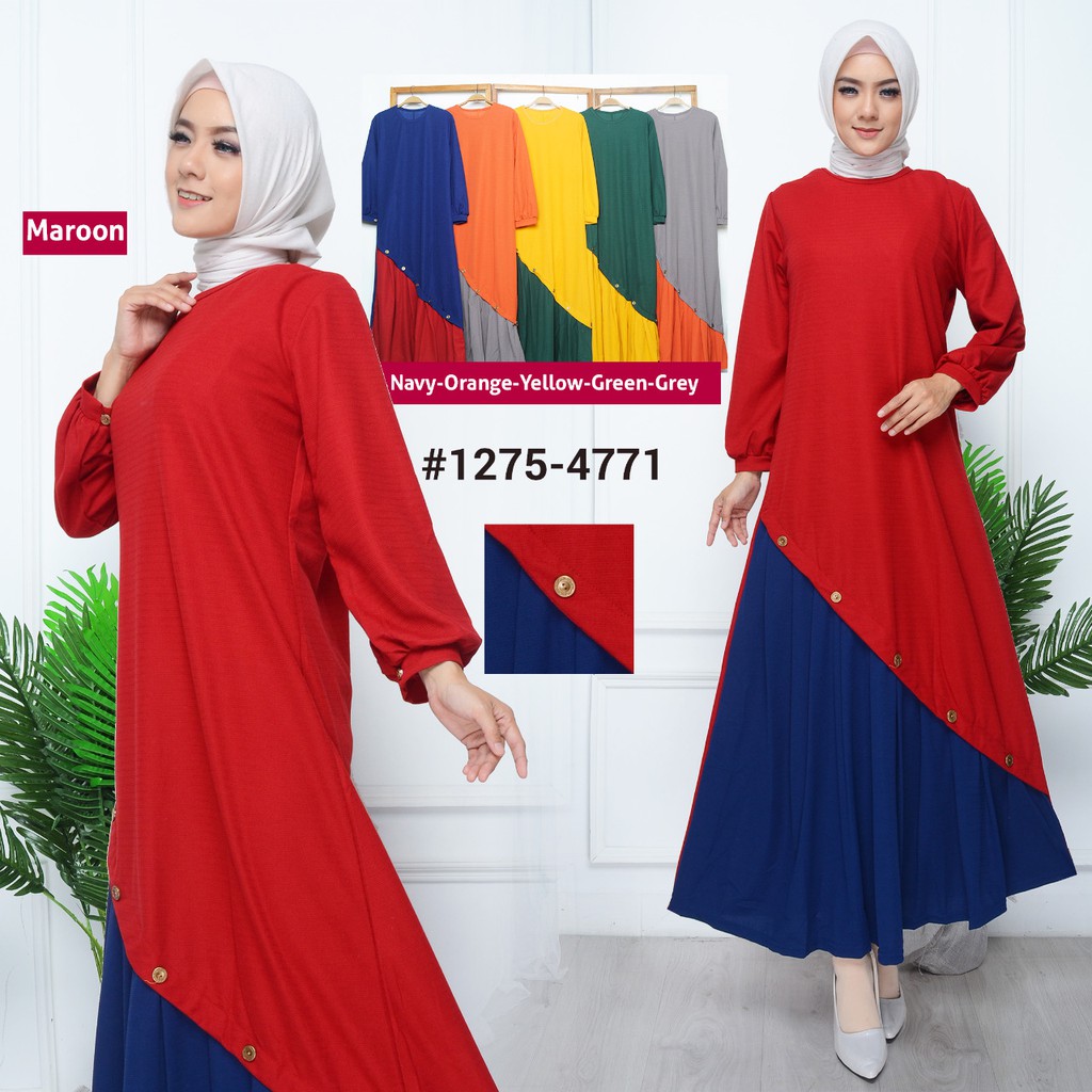 Paling Keren Gamis  Navy Kombinasi  Merah  Retired and Crazy