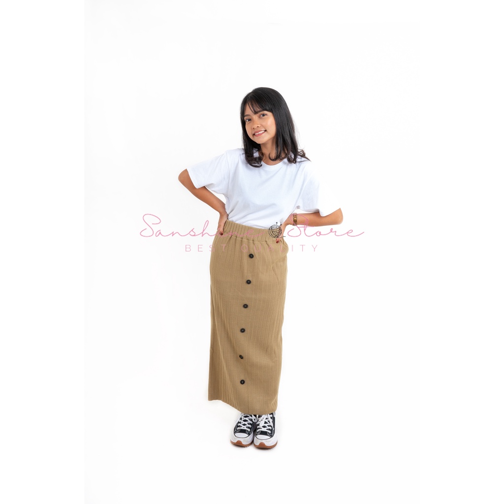 Rok Rajut kancing Premium, Rok Span Knit Tebal Premium, Rok Span Panjang, Knit Skirt