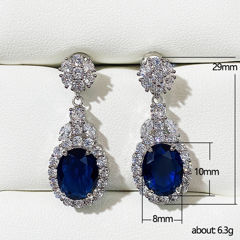 Fancyqube Anting Dangle Cubic Zirconia Biru / Putih Untuk Wanita