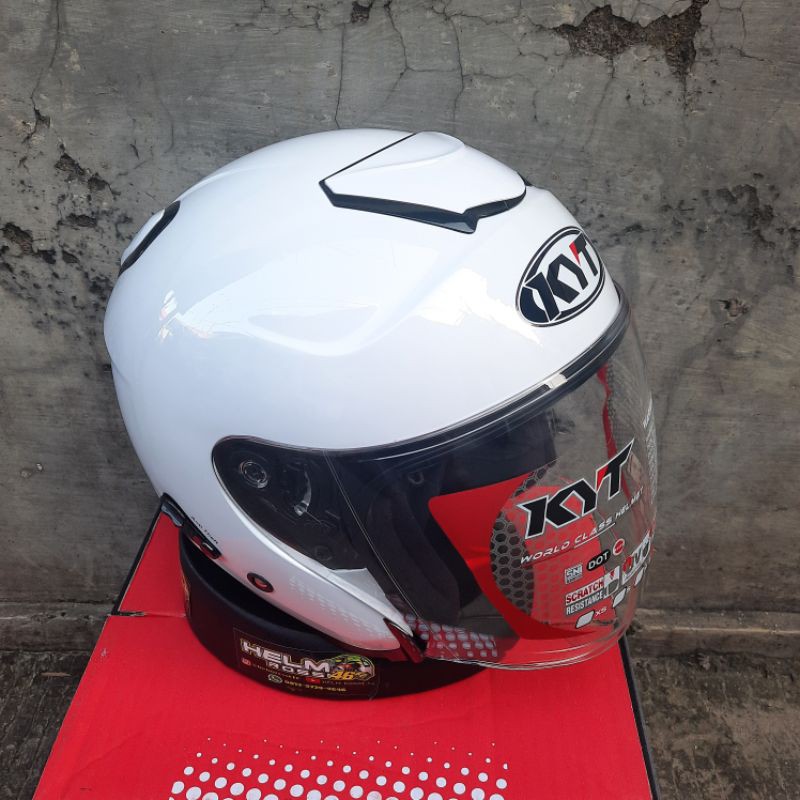 Helm KYT KYOTO Putih SOLID Hitam Merah Doff Gunmet Black Glossy Biru Doff Merah Ferarri Original KYT