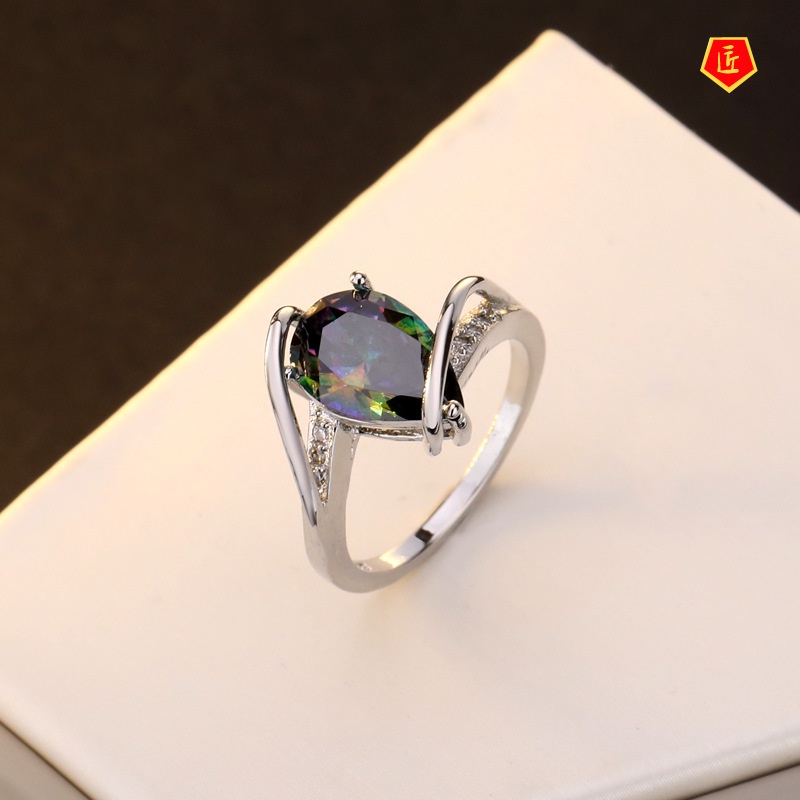 [Ready Stock]Women's Fashion Personality Colorful Topaz Ring