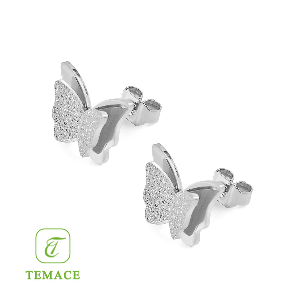 2 Pcs/set Anting Titanium Anti Karat Tusuk Benar Kait Dingin Hip Hop Earrings- olo