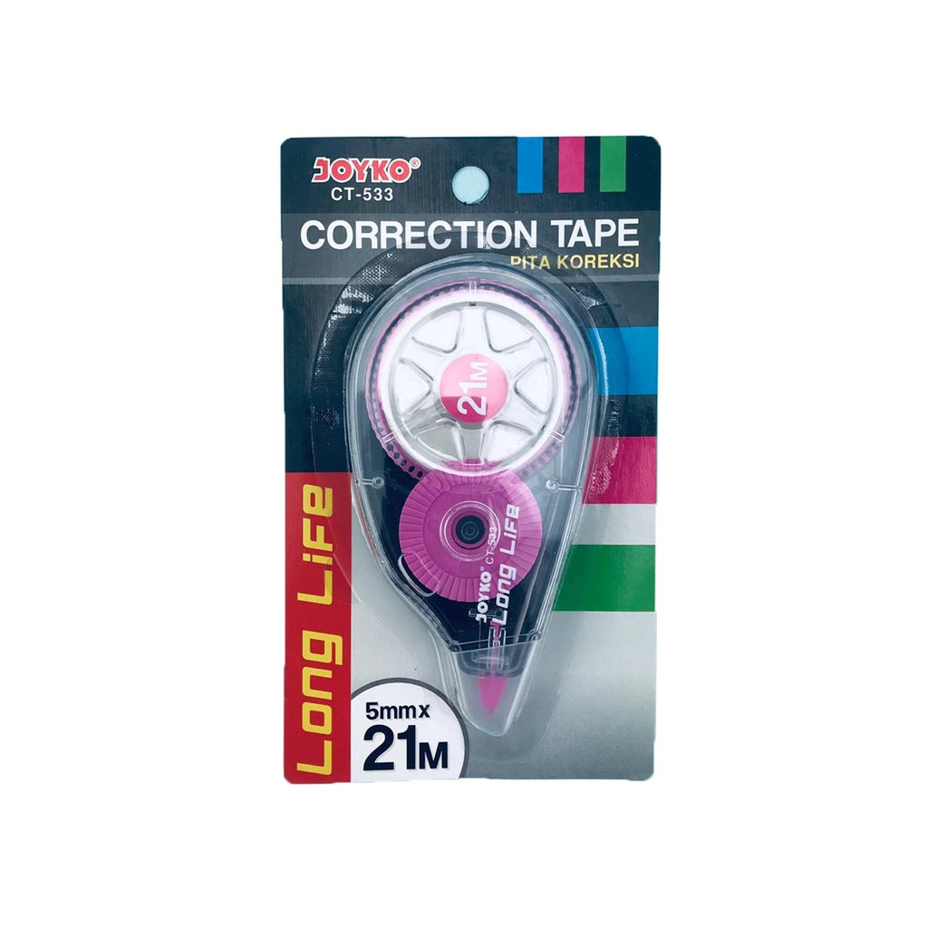 Joyko / Correction Tape / Tip-Ex Kertas / 21m CT-533 (Pink)