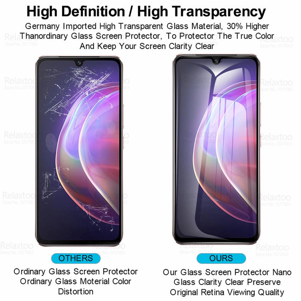 3pcs Pelindung Layar tempered glass Untuk VIVO Y91 Y89 Y90 Y19 Y11 Y70 Y51 Y30 Y20 Y20A Y73S Y70S Y52S Y51S Y30 Y20i Y20S Y20S Y3S Y20