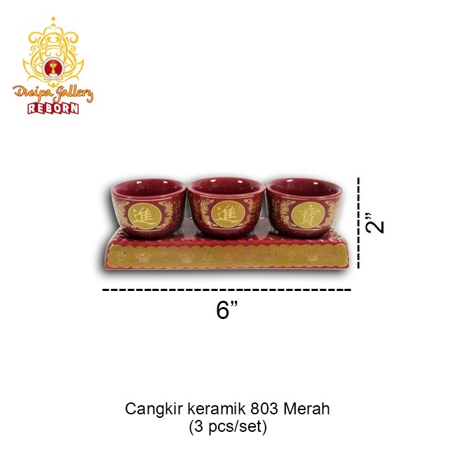 Cangkir sembahyang /altar / puja Keramik 803 Merah