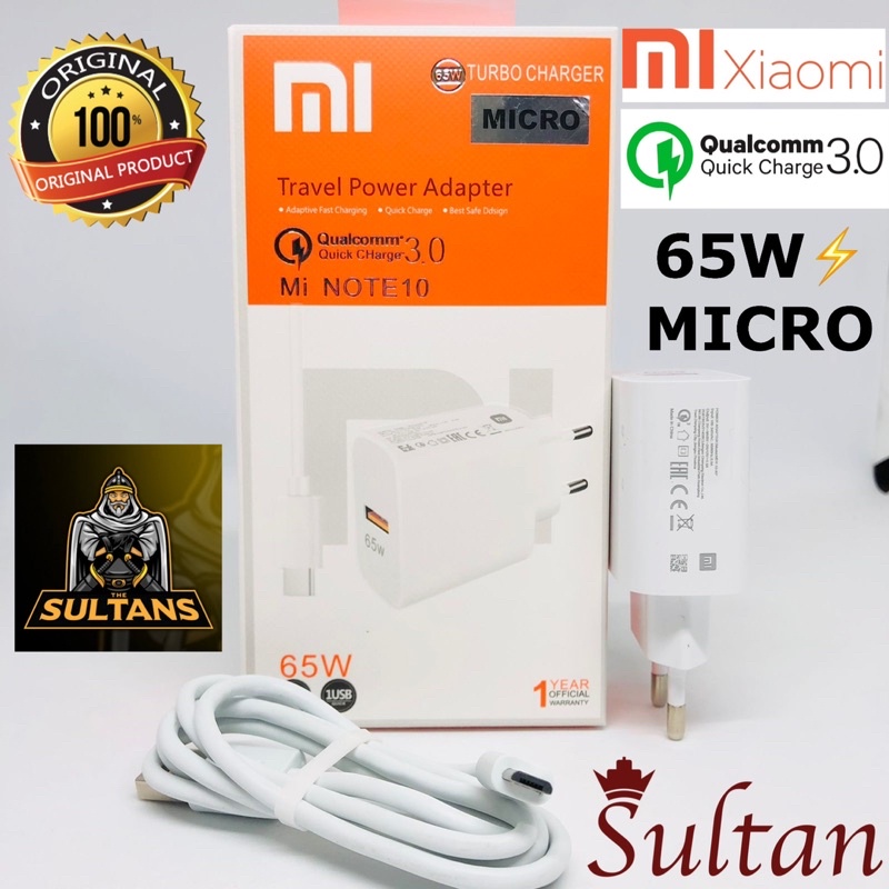 GROSIR CHARGER XIAOMI NOTE10 REDMI11 65W TURBO FAST CHARGING TC MI MICRO TYPE C QUALCOMM QUICK CHARGE