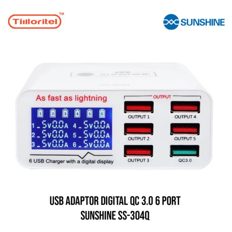 ADAPTOR CHARGER SUNSHINE SS-304Q 6 PORT USB (DIGITAL)