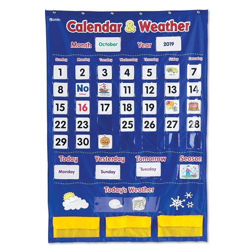 

Learning Resources Calendar & Weather Pocket Chart Kalender Ruang Kelas Circle Time