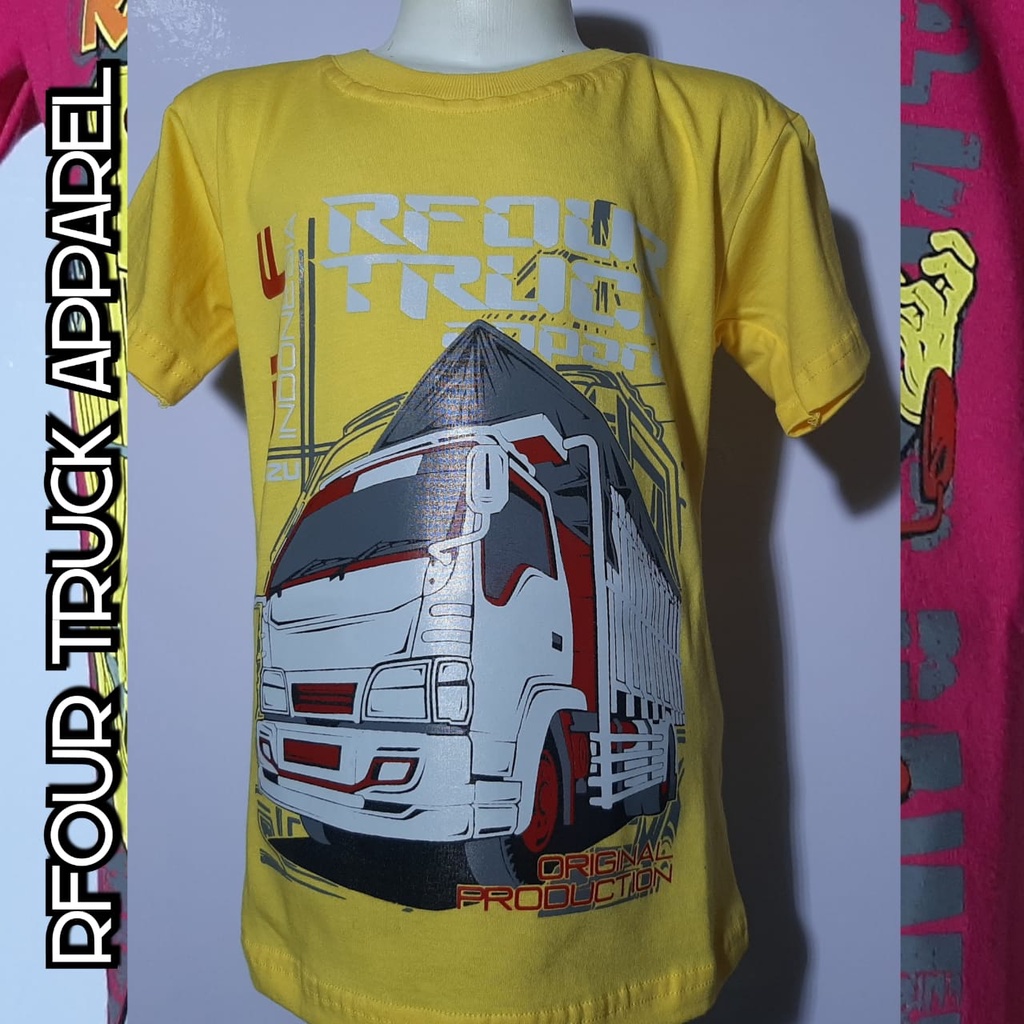 PROMO/OBRAL KILAT/Baju kaos truck anak Kaos truck oleng Kaos truck mania Kaos truck cotton sablon plastisol Kaos truk warna pink terbaru kaos truk oleng anak kaos rfour original