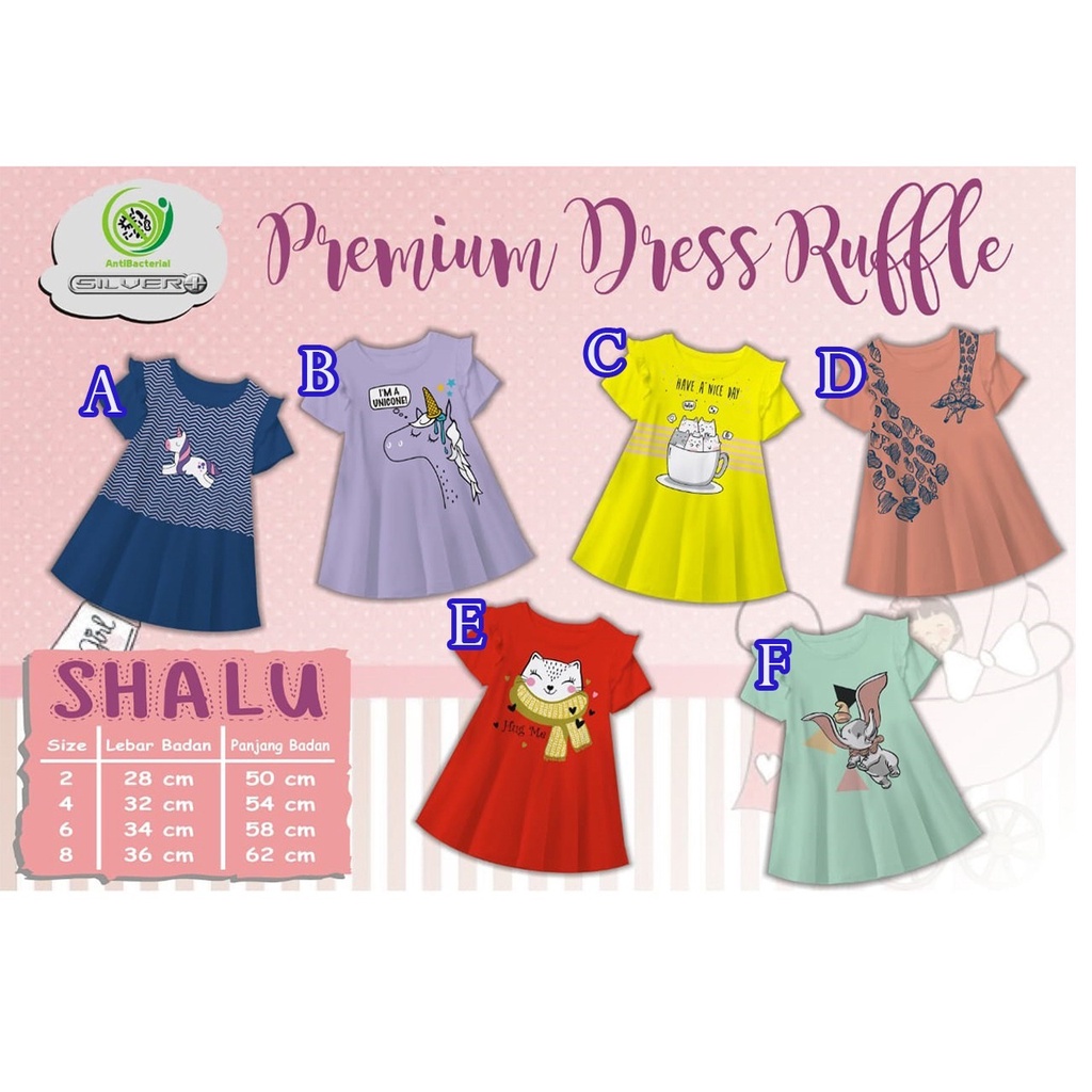DRESS ANAK PEREMPUAN PREMIUM RUFFLE USIA 2-8 TAHUN