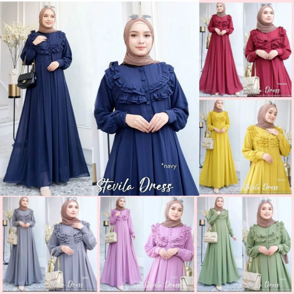 Baju Gamis Wanita Muslim Kekinian Terbaru STEVILLA  MAXI DRESS / Dress Kondangan Muslim /  Muslim Wa