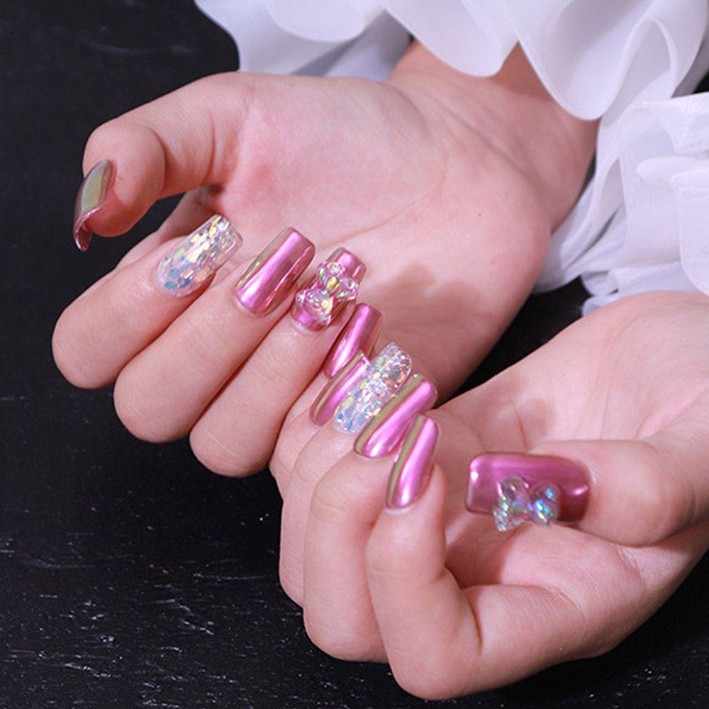 Mxbeauty Nail Art Charms Lucu Kristal Ikatan Simpul Peach Manikur Aksesoris Bear Nail Art Dekorasi