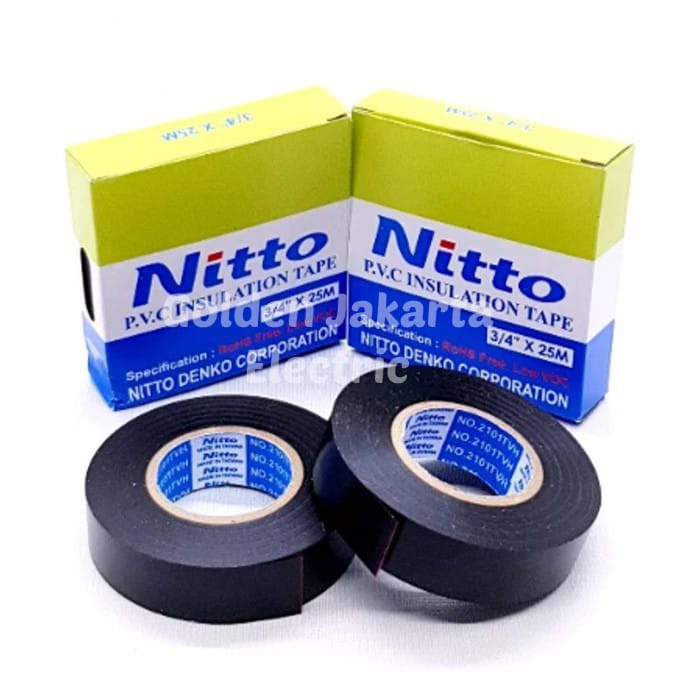 Isolasi kabel Nitto / Solasi Kabel PVC 3/4&quot;x25m Hitam