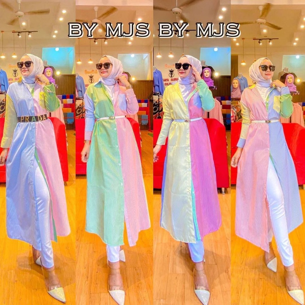 TUNIK KATUN IMPORT 3 WARNA MIX SALUR // TUNIK LONG RAINBOW IMPORT