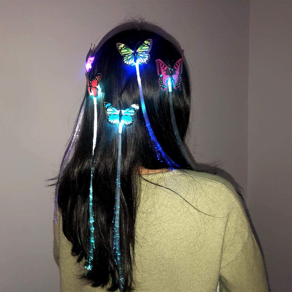 Jepit Rambut Model Kupu-Kupu Dengan Lampu Led Aneka Warna Untuk Wanita