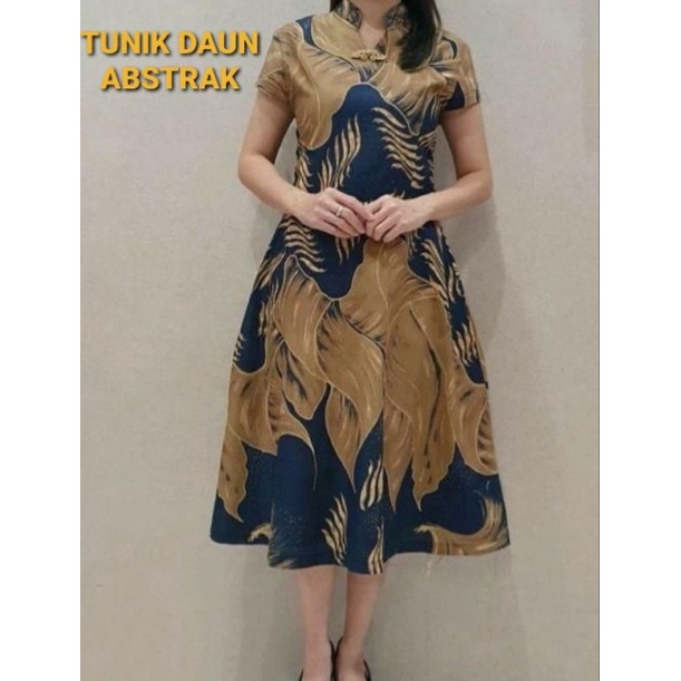 BAJU BATIK TUNIK / DRESS WANITA BUSUI KERJA LAPIS FURING KAIN HALUS MURAH