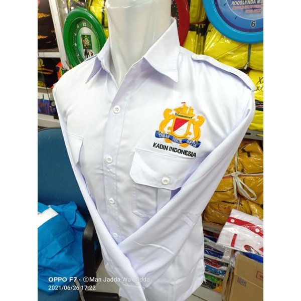 BAJU SERAGAM KADIN PUTIH LENGAN PANJANG PLUS BORDIRKEMEJA KADIN LENGAN PANJANG  KADIN,BAJU KEMEJA PU