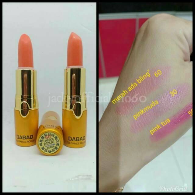 Lipstik Dabao Korea Dinju Tahan 24 jam Warna merah Nomor 60 Original