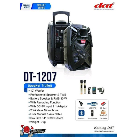 Speaker portable meeting dat dt 1207 12 inch original bluetooth usb