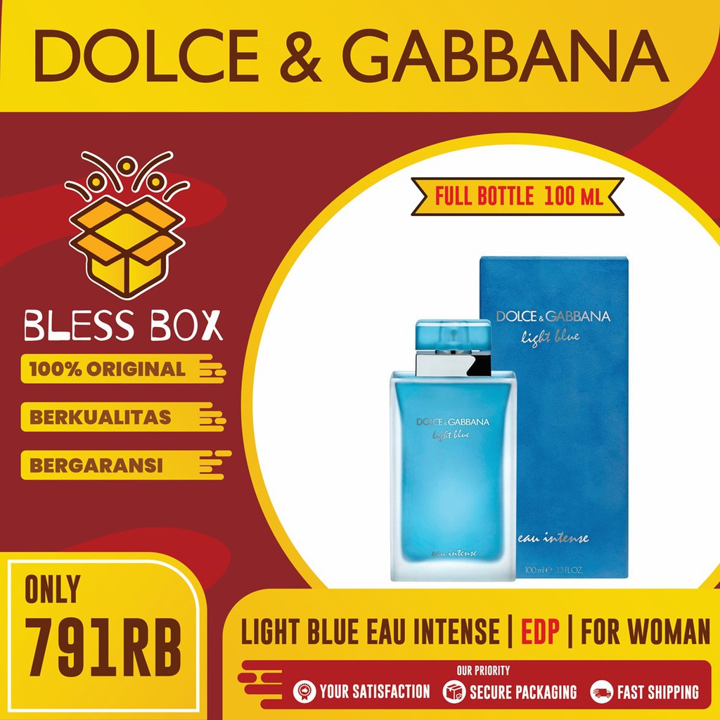 PARFUM DOLCE & GABBANA LIGHT BLUE EAU INTENSE ORIGINAL WANITA PEREMPUAN EDP 100ML HR67