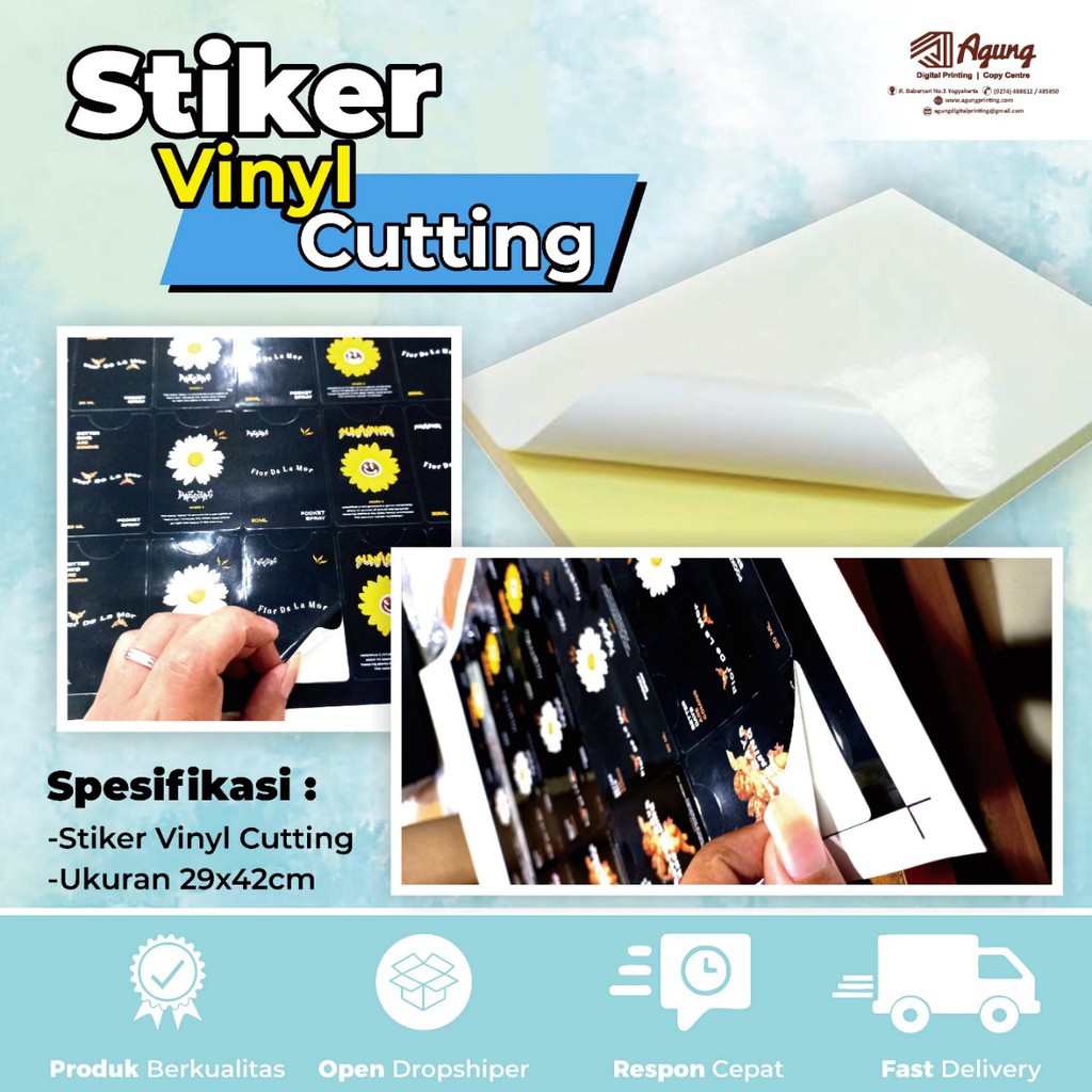 

PROMO!!! Cetak Sticker A3+ Vinyl Halfcut/Kisscut Custom Label Packaging Kemasan Makanan Minuman / Label Olshop / Tahan Air