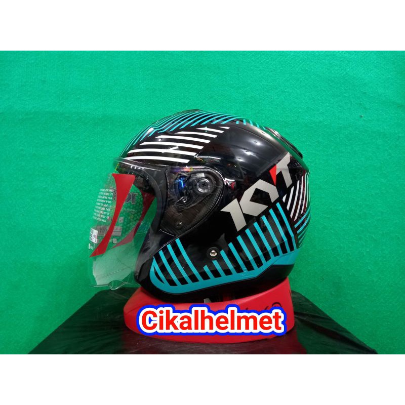 HELM KYT KYOTO R MOTIF LILAC #4 BLACK GREEN KYT ORIGINAL TERMURAH