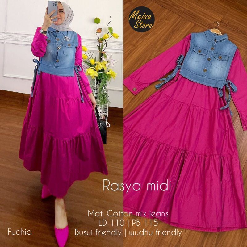 DRESS MUSLIM, baju wanita, baju gamis, dress, gamis, Baju gamis, fashion wanita, Rasya Midi ,