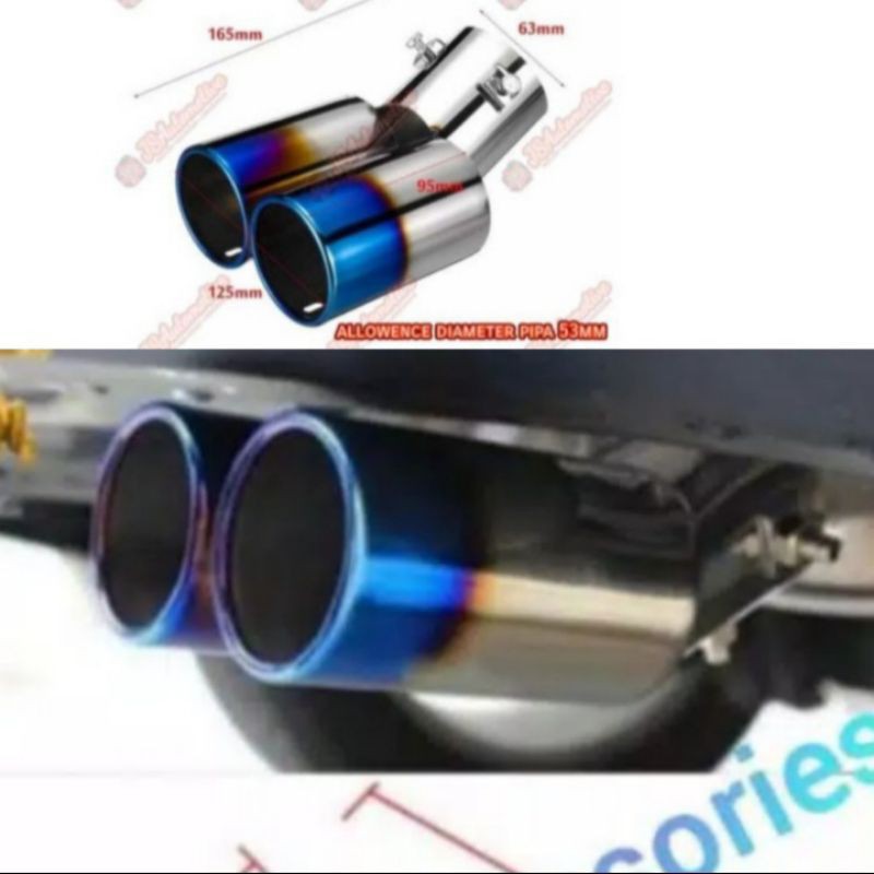 Muffler buntut knalpot racing pelangi 2 Lubang mobil all new Avanza/xenia VVT-i/OLD