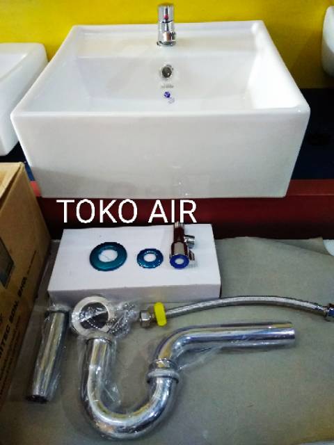 Paket Wastafel kotak besar Sericite Lengkap afur sifon stainless/Wastafel cuci tangan