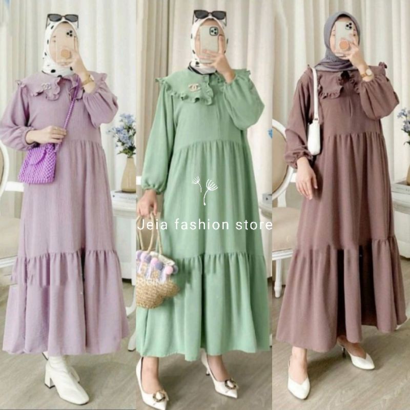 MARITA ISOCA MIDI DRESS CRINCLE AIRFLOW POLOS PREMIUM || ISOKA MIDI DRESS || MIDI DRESS KRINKLE || M