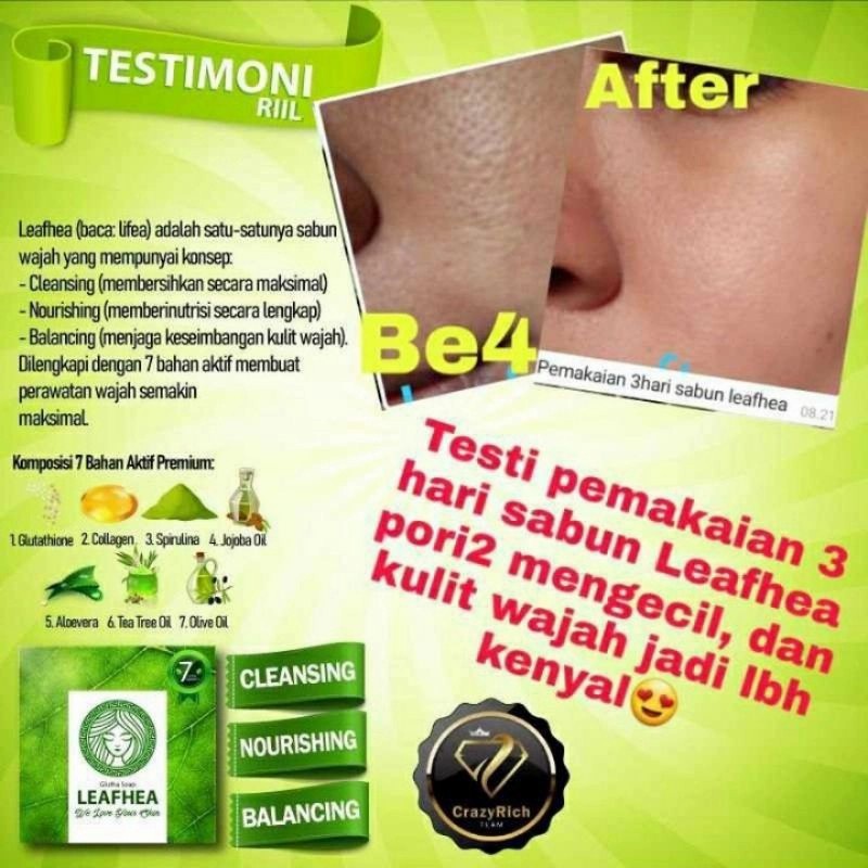 COD Sabun L e a f h e a Original - Sabun Kecantikan Wajah Sabun Pemutih Wajah