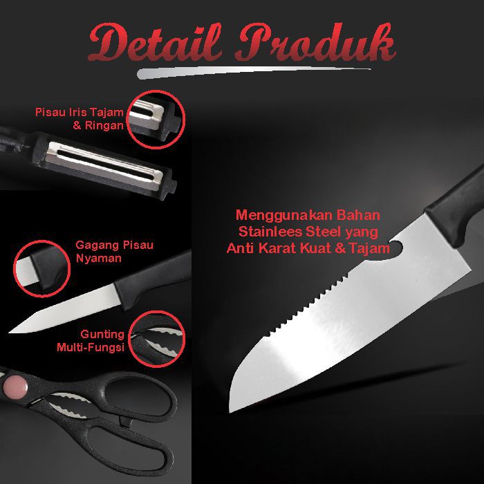 [DEASHOP] SET GUNTING &amp; PISAU DAPUR 4 IN 1 - KITCHEN KNIFE SET 4 IN 1 - PEELER PENGUPAS BUAH