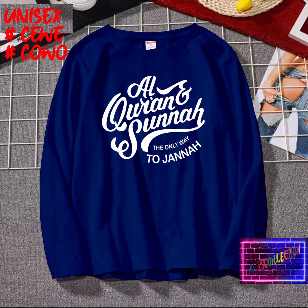 COD/ KAOS ALQURAN  SUNNAH TO JANNAH /KAOS TULISAN/KAOS SANTRI KEKINIAN/KAOS DAKWAH/KAOS ISLAM/SANTRIWATI/KAOS HITS 2022/KAOS BERGAMBAR KAOS EKSPRESI KAOS PRIA TSHIRT WANITA Santai Crew Neck V-Neck Slim-fitting Polos Setrip Hitam Putih Crew Neck