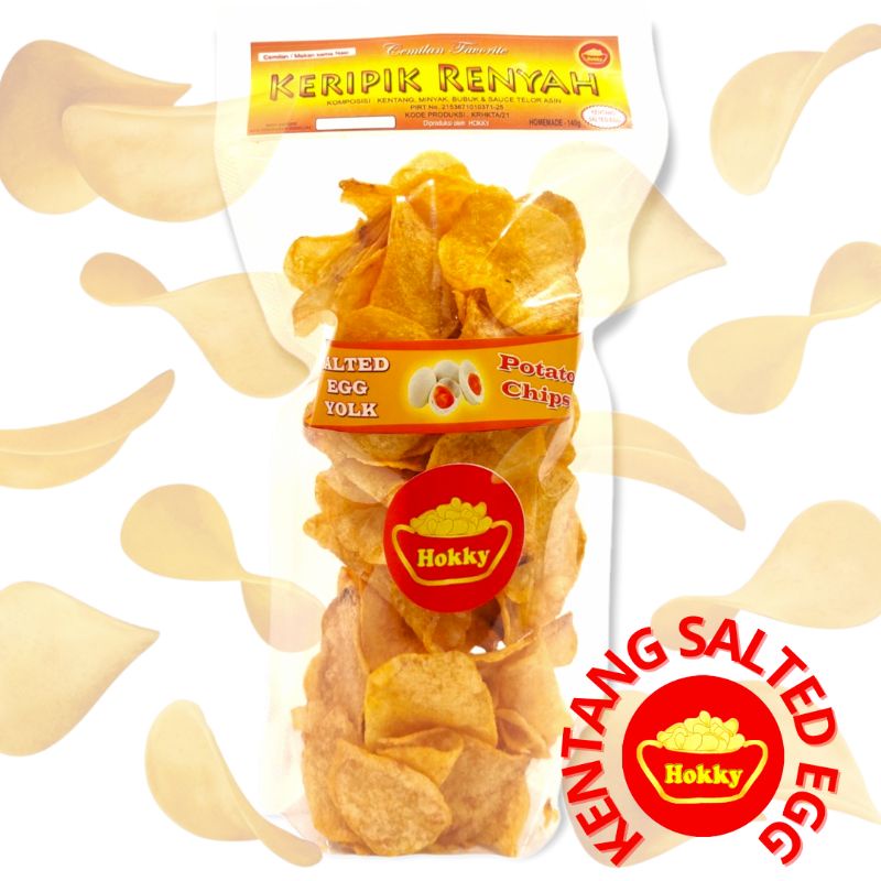 

KERIPIK RENYAH KENTANG SALTED EGG " HOKKY " 140g
