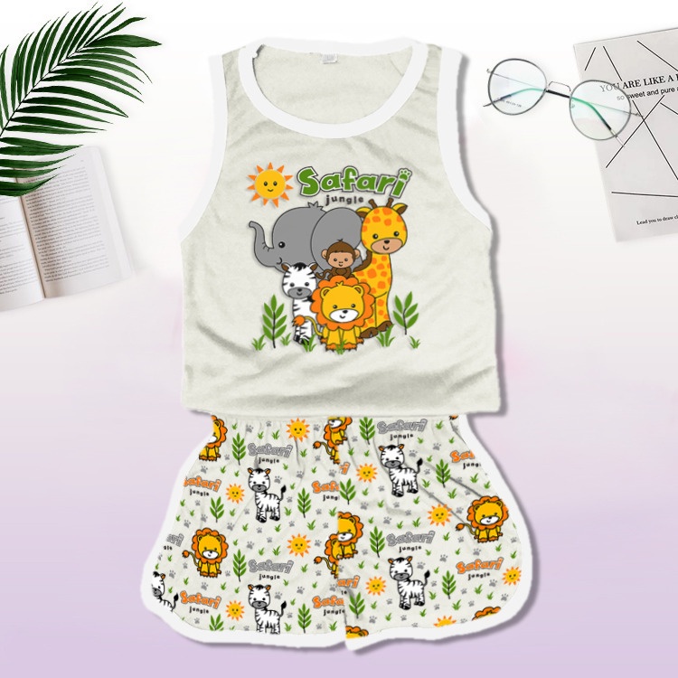 RILLO - Setelan Singlet Anak Laki-laki &amp; Perempuan Motif Kombinasi