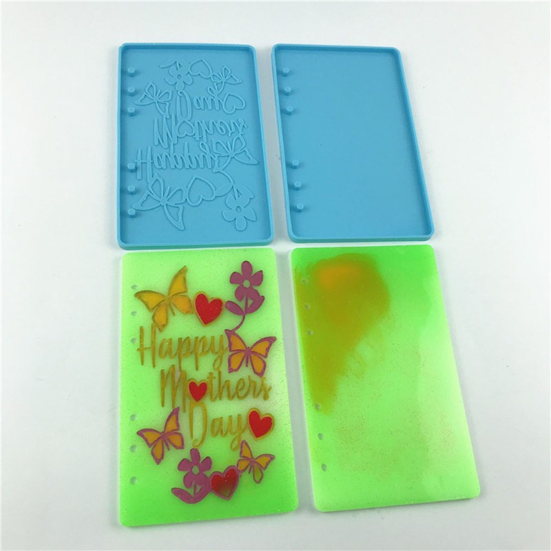 3pcs / Set Cetakan Resin Epoksi Handmade Diy Bahan Silikon Untuk Membuat Cover Buku Catatan