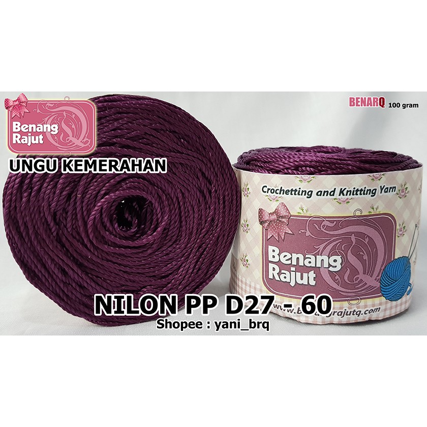 BENANG RAJUT NILON PP D27 POLOS 60 UNGU KEMERAHAN TOKO BENANG RAJUT yani_brq