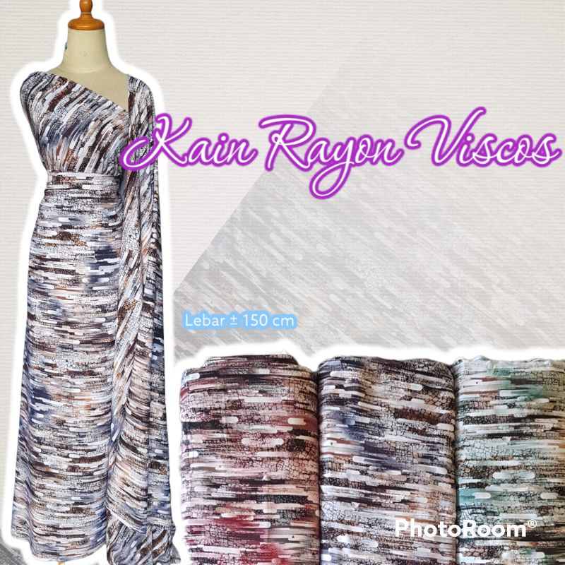 Bahan Kain Rayon Viscose motif Abstrak rayon halus lembut murah meteran