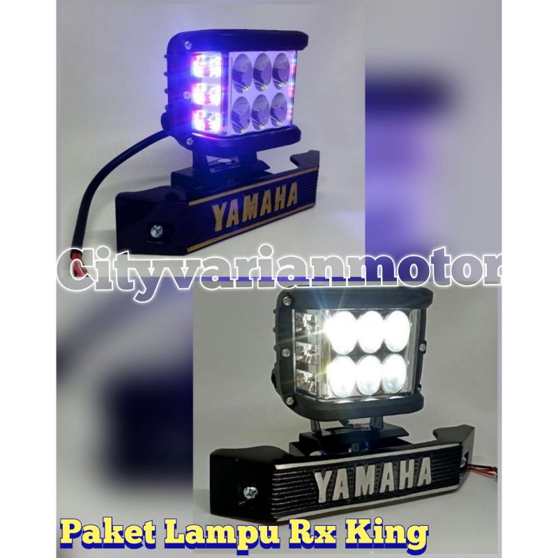 PAKET LAMPU DEPAN RX KING LAMPU 6 LED JUMBO 4611 KIRI KANAN RED BLUE PLUS BREKET KUMIS RX KING LAMPU TEMBAK SOROT RXKING