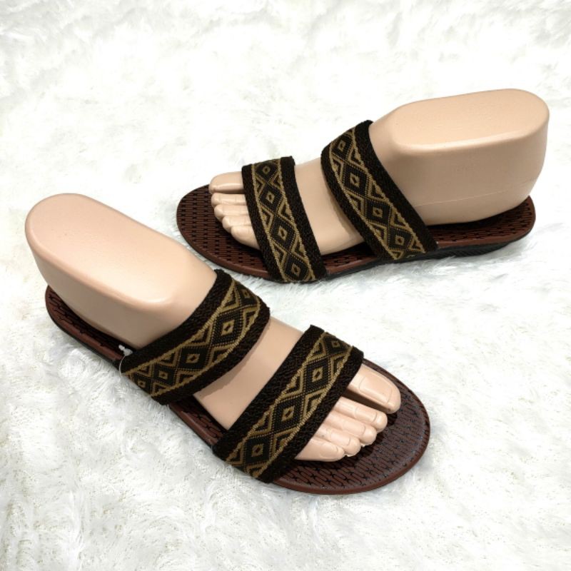 Sandal wanita murah ban 2 batik dan renda Felonie MRK  02 turki rajut