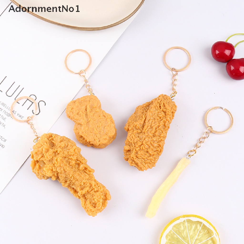 [AdornmentNo1] Imitation Food Keychain French Fries Chicken Nuggets Fried Chicken Food Pendant [new]