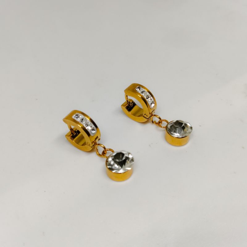 Anting Titanium Gantung Lapis Emas 18k ANTI KARAT-6