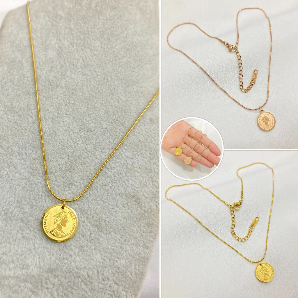 Kalung Wanita Simple Titanium Elizabeth Anti Karat Korean Style Aksesoris Perhiasan Rantai Belut