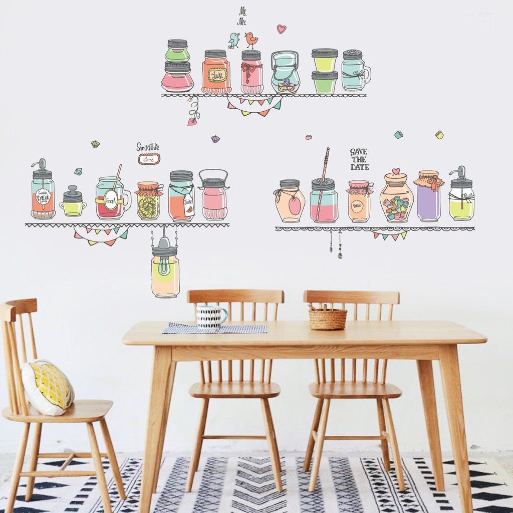 RELIZA WALL STICKER MOTIF BOTOL JAR DAPUR KITCHEN STIKER DINDING JM 7345