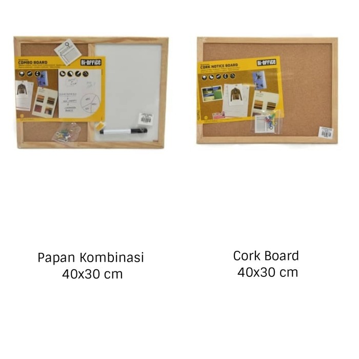 

Papan Mading Corkboard / Papan Kombinasi Serbaguna Bi Silque 40x30 cm
