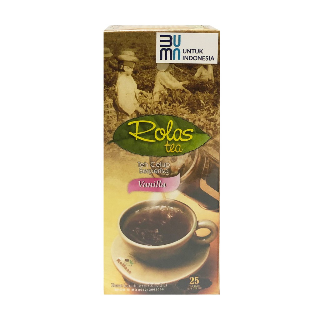 

Teh Celup Vanila 50 gr - isi 25 pcs - Rolas teh hitam