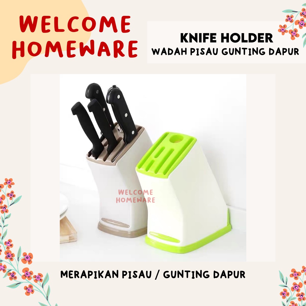 Knife Holder Rak Penyimpanan Tempat Pisau Multifungsi Enam Lubang