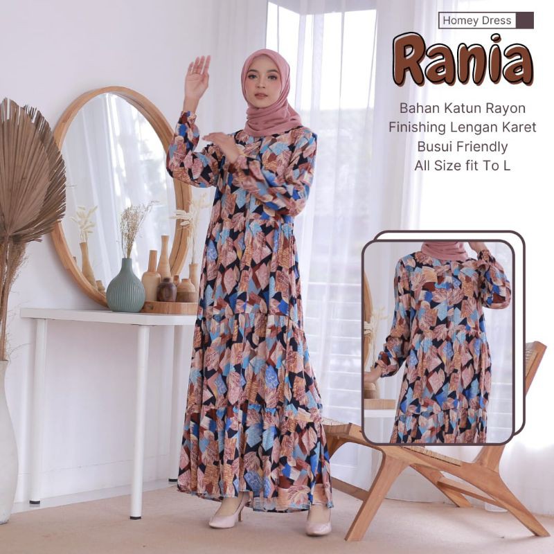 Termurah!! Homey Dress/Gamis Dewasa Motif-Homey Dress Rania-Bahan Katun Rayon Premium-Nyaman dipakai